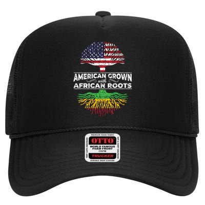 Us Flag Pride African American Heritage Black History Month High Crown Mesh Back Trucker Hat