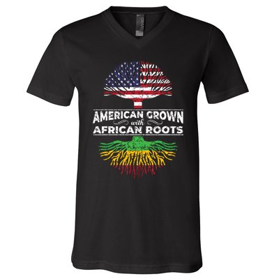 Us Flag Pride African American Heritage Black History Month V-Neck T-Shirt