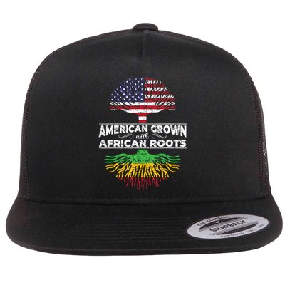 Us Flag Pride African American Heritage Black History Month Flat Bill Trucker Hat