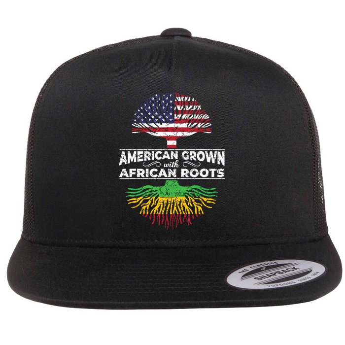 Us Flag Pride African American Heritage Black History Month Flat Bill Trucker Hat