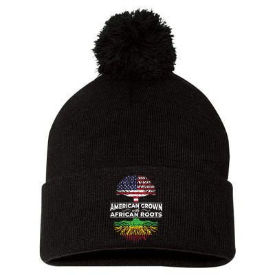 Us Flag Pride African American Heritage Black History Month Pom Pom 12in Knit Beanie