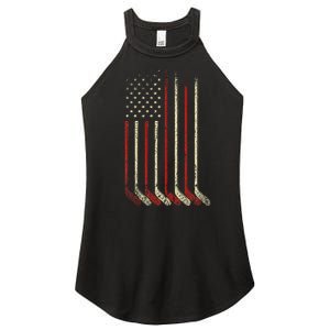 Us Flag Patriotic American Hockey Player Ice Hockey Women’s Perfect Tri Rocker Tank