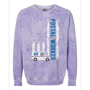 USA Flag Patriotic Postal Worker Mailman Mail Lady Novelty Colorblast Crewneck Sweatshirt