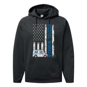 USA Flag Patriotic Postal Worker Mailman Mail Lady Novelty Performance Fleece Hoodie