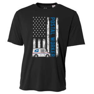 USA Flag Patriotic Postal Worker Mailman Mail Lady Novelty Cooling Performance Crew T-Shirt