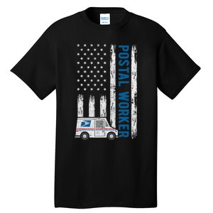 USA Flag Patriotic Postal Worker Mailman Mail Lady Novelty Tall T-Shirt