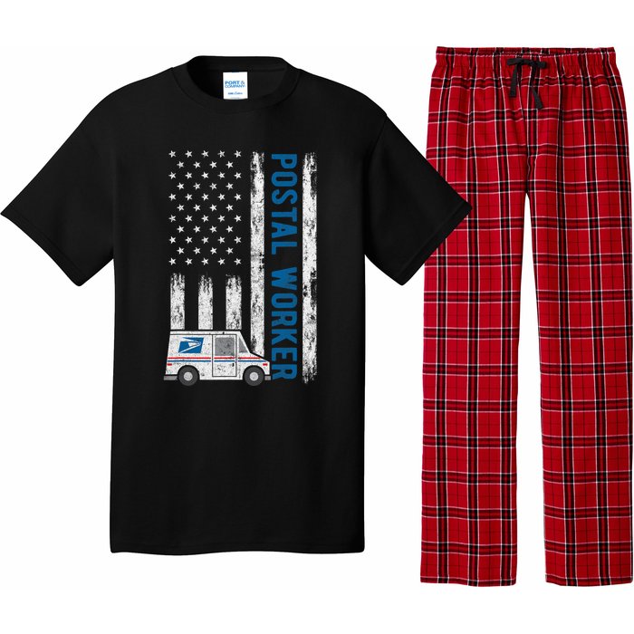 USA Flag Patriotic Postal Worker Mailman Mail Lady Novelty Pajama Set