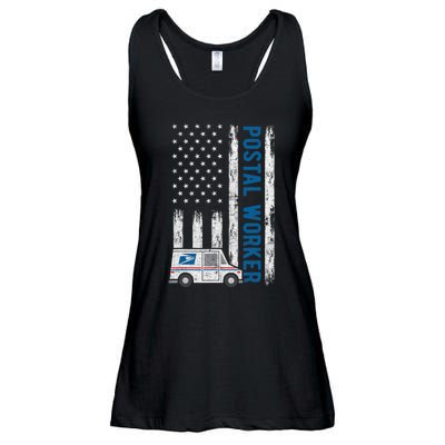 USA Flag Patriotic Postal Worker Mailman Mail Lady Novelty Ladies Essential Flowy Tank