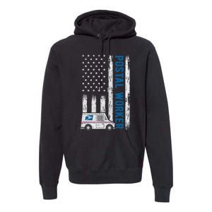 USA Flag Patriotic Postal Worker Mailman Mail Lady Novelty Premium Hoodie