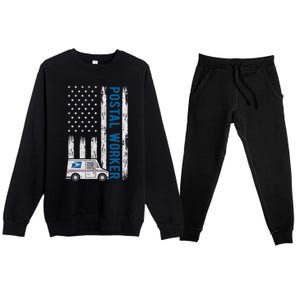 USA Flag Patriotic Postal Worker Mailman Mail Lady Novelty Premium Crewneck Sweatsuit Set