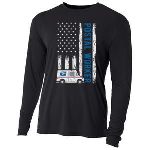 USA Flag Patriotic Postal Worker Mailman Mail Lady Novelty Cooling Performance Long Sleeve Crew