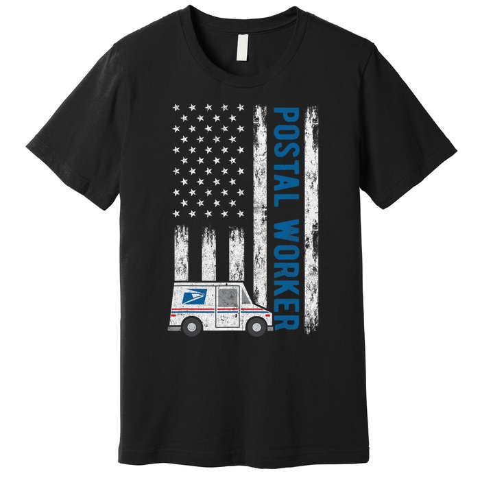 USA Flag Patriotic Postal Worker Mailman Mail Lady Novelty Premium T-Shirt