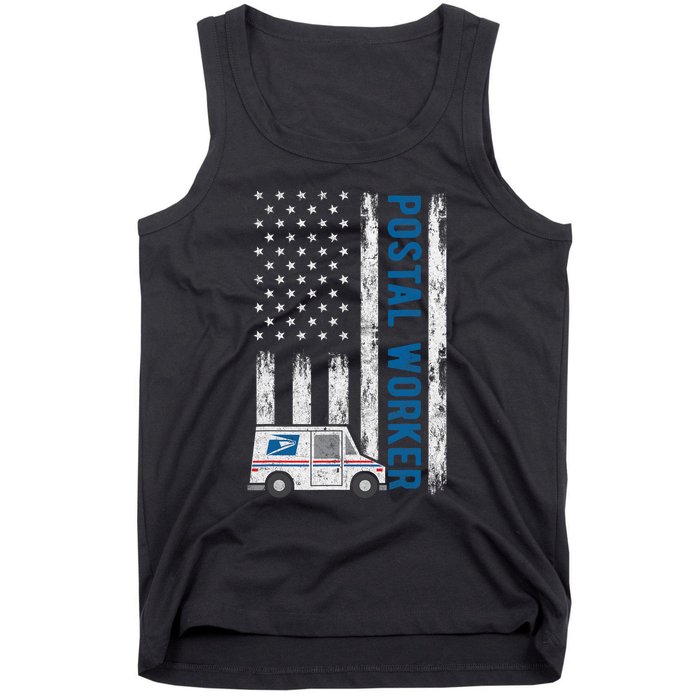 USA Flag Patriotic Postal Worker Mailman Mail Lady Novelty Tank Top