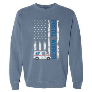 USA Flag Patriotic Postal Worker Mailman Mail Lady Novelty Garment-Dyed Sweatshirt