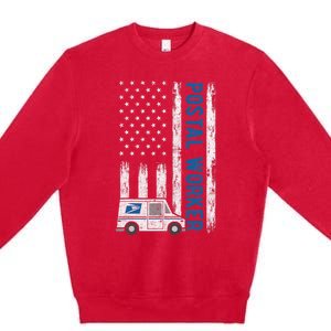 USA Flag Patriotic Postal Worker Mailman Mail Lady Novelty Premium Crewneck Sweatshirt