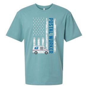 USA Flag Patriotic Postal Worker Mailman Mail Lady Novelty Sueded Cloud Jersey T-Shirt