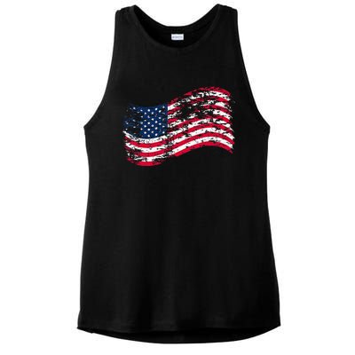 USA Flag Patriotic 4th of July America day of Independence Ladies PosiCharge Tri-Blend Wicking Tank