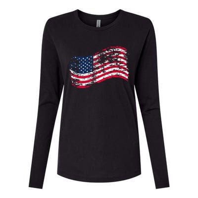 USA Flag Patriotic 4th of July America day of Independence Womens Cotton Relaxed Long Sleeve T-Shirt