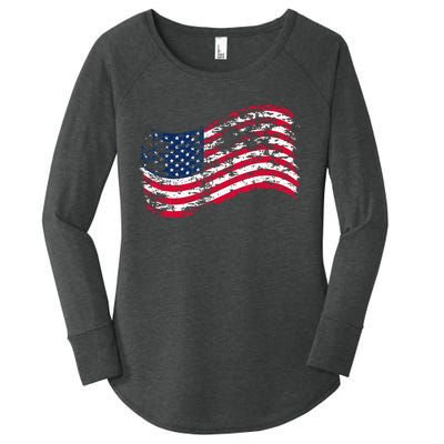 USA Flag Patriotic 4th of July America day of Independence Women's Perfect Tri Tunic Long Sleeve Shirt