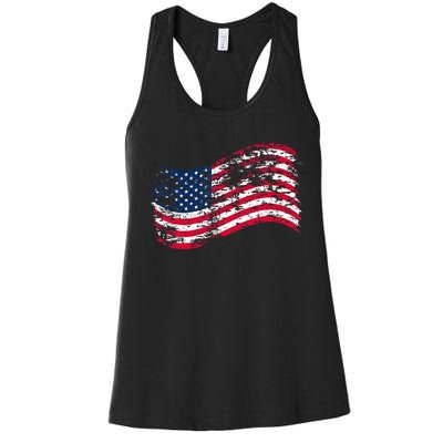 USA Flag Patriotic 4th of July America day of Independence Women's Racerback Tank