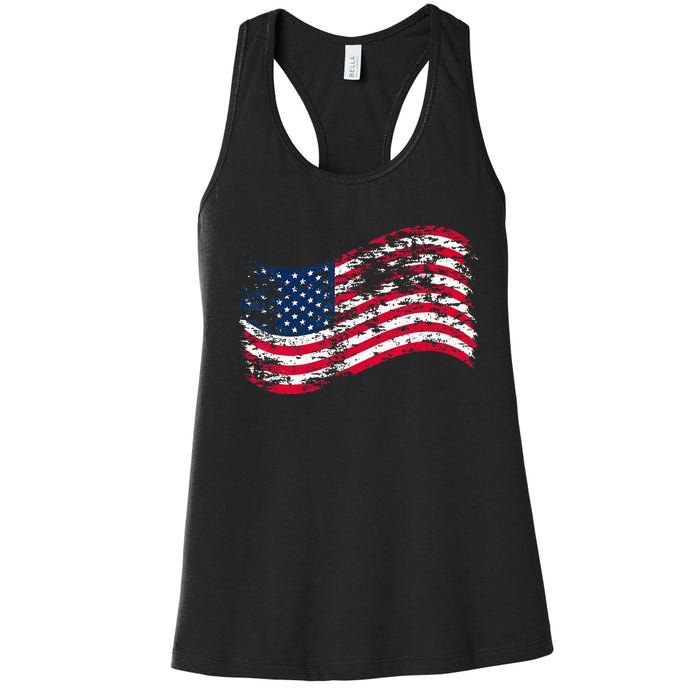 USA Flag Patriotic 4th of July America day of Independence Women's Racerback Tank