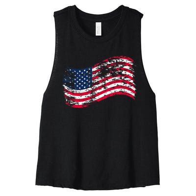 USA Flag Patriotic 4th of July America day of Independence Women's Racerback Cropped Tank