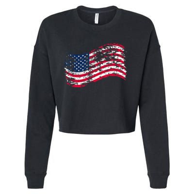 USA Flag Patriotic 4th of July America day of Independence Cropped Pullover Crew