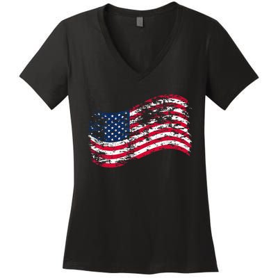 USA Flag Patriotic 4th of July America day of Independence Women's V-Neck T-Shirt