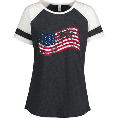 USA Flag Patriotic 4th of July America day of Independence Enza Ladies Jersey Colorblock Tee