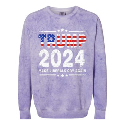 Usa Flag President Trump 2024 Make Liberals Cry Again Colorblast Crewneck Sweatshirt