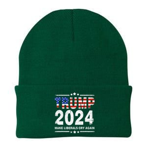 Usa Flag President Trump 2024 Make Liberals Cry Again Knit Cap Winter Beanie