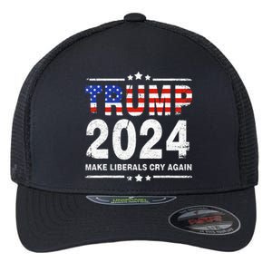 Usa Flag President Trump 2024 Make Liberals Cry Again Flexfit Unipanel Trucker Cap