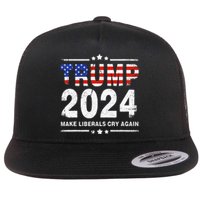 Usa Flag President Trump 2024 Make Liberals Cry Again Flat Bill Trucker Hat