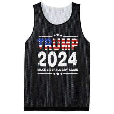 Usa Flag President Trump 2024 Make Liberals Cry Again Mesh Reversible Basketball Jersey Tank