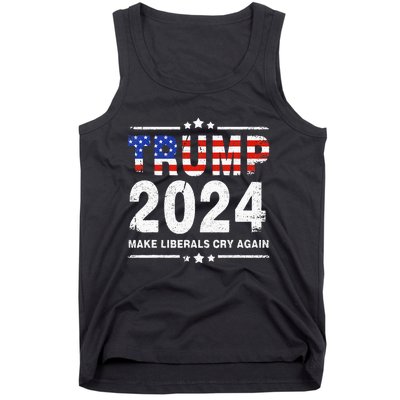 Usa Flag President Trump 2024 Make Liberals Cry Again Tank Top