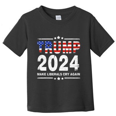 Usa Flag President Trump 2024 Make Liberals Cry Again Toddler T-Shirt