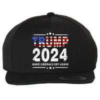 Usa Flag President Trump 2024 Make Liberals Cry Again Wool Snapback Cap