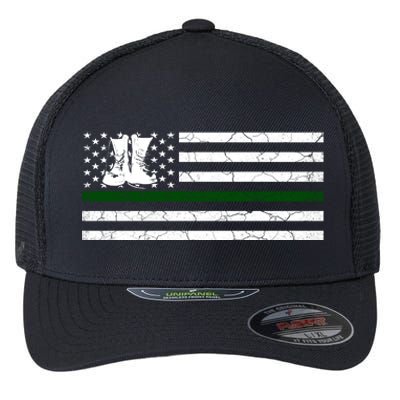 US Flag Patriotic Army Boots Flexfit Unipanel Trucker Cap