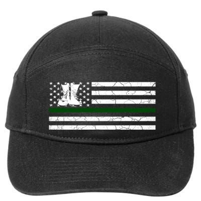 US Flag Patriotic Army Boots 7-Panel Snapback Hat