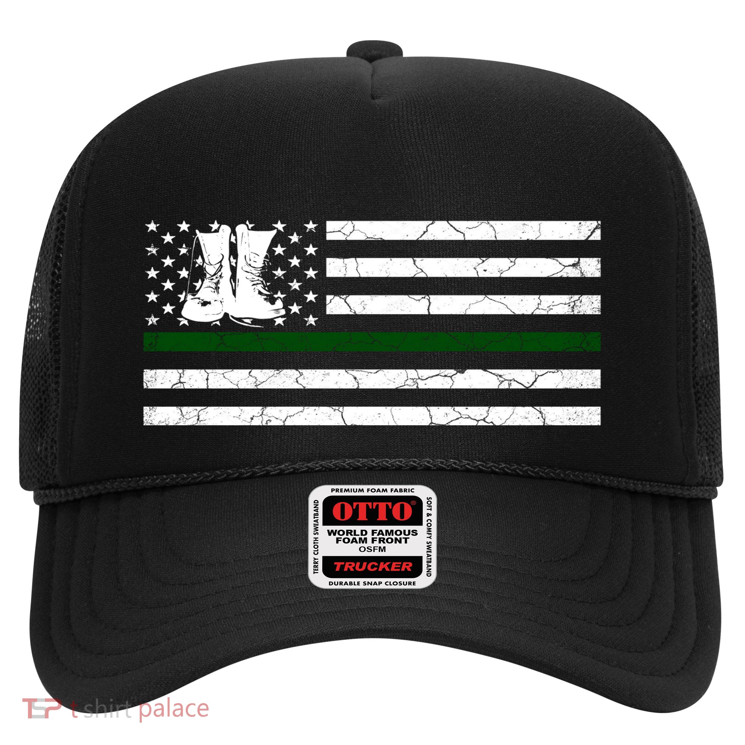 US Flag Patriotic Army Boots Trucker Hat