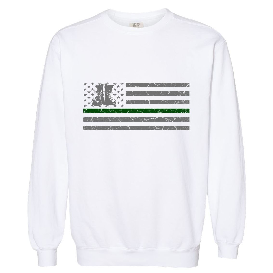 US Flag Patriotic Army Boots Garment-Dyed Sweatshirt