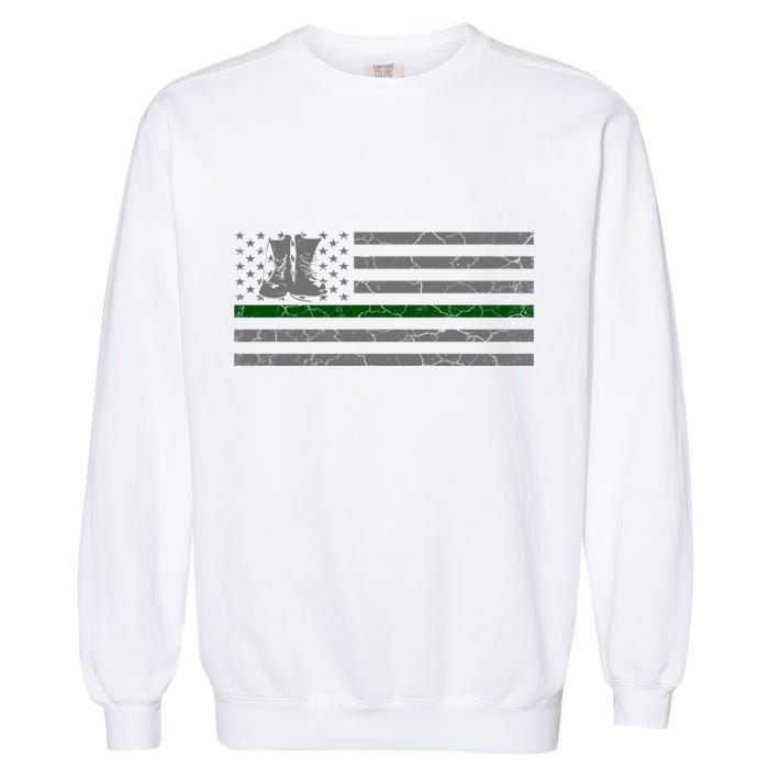 US Flag Patriotic Army Boots Garment-Dyed Sweatshirt