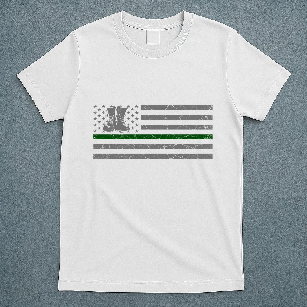 US Flag Patriotic Army Boots T-Shirt