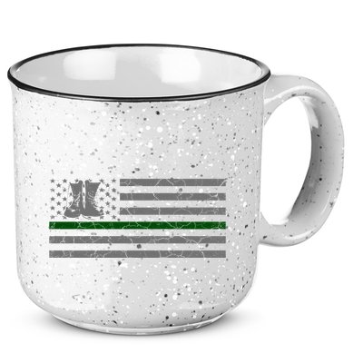 US Flag Patriotic Army Boots 15oz Campfire Ceramic Mug