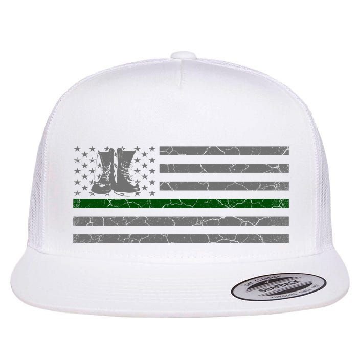 US Flag Patriotic Army Boots Flat Bill Trucker Hat