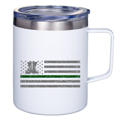 US Flag Patriotic Army Boots 12oz Stainless Steel Coffee Mug