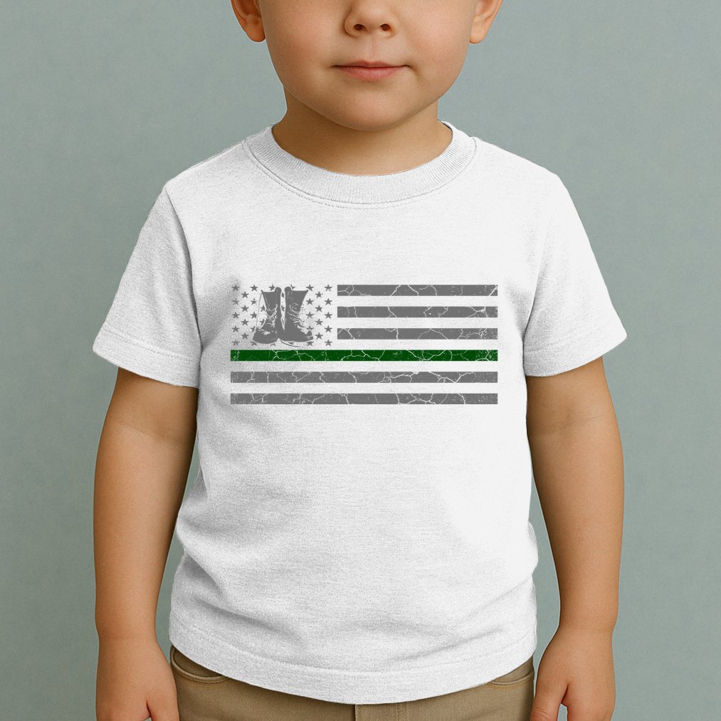 US Flag Patriotic Army Boots Toddler T-Shirt