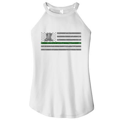 US Flag Patriotic Army Boots Women's Perfect Tri Rocker Tank