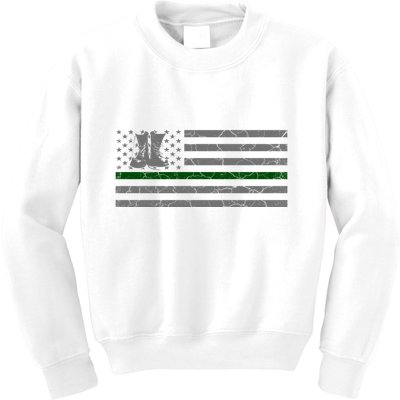 US Flag Patriotic Army Boots Kids Sweatshirt