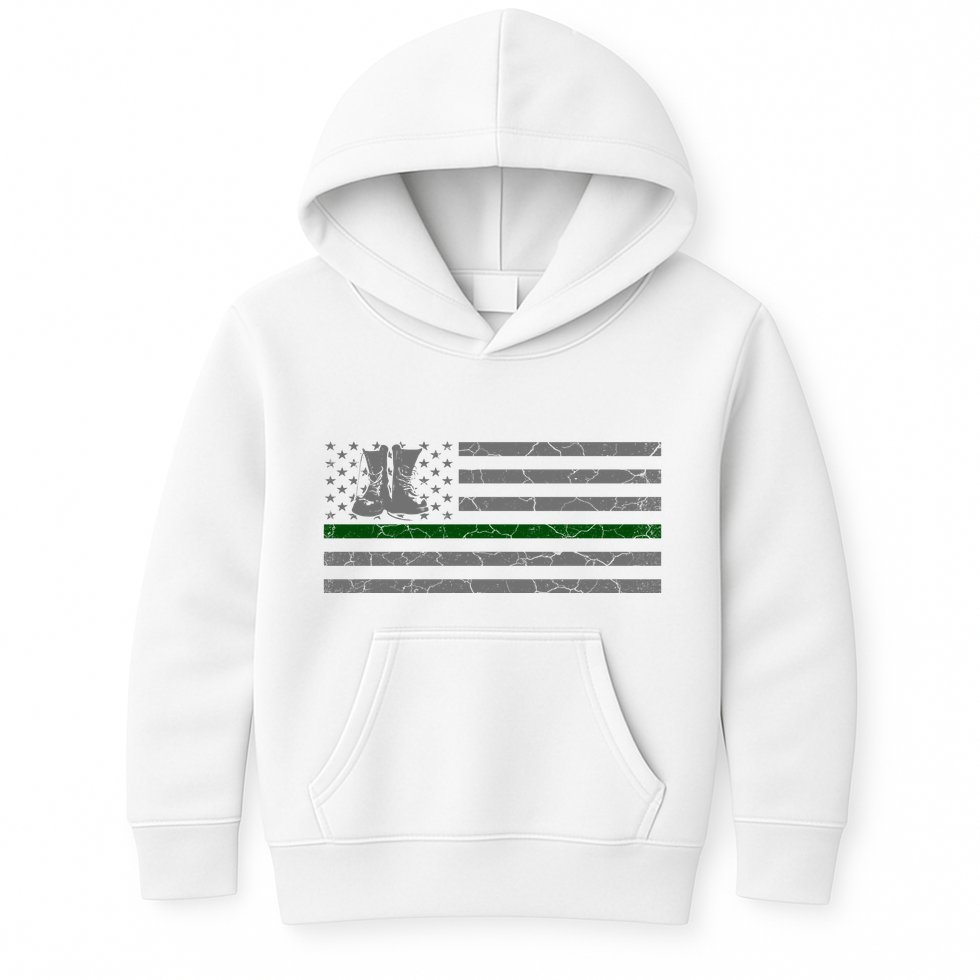 US Flag Patriotic Army Boots Kids Hoodie